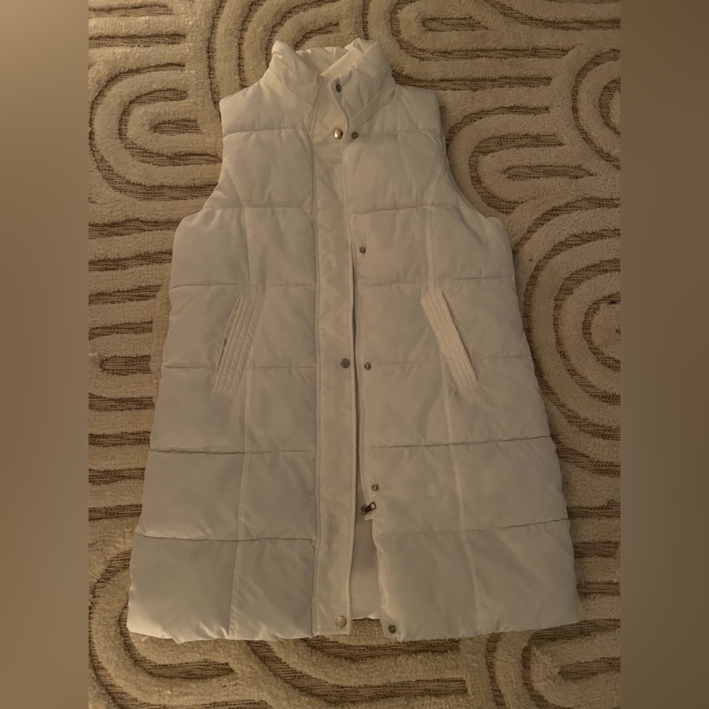 long white vest. removable hood. super cute. never worn.